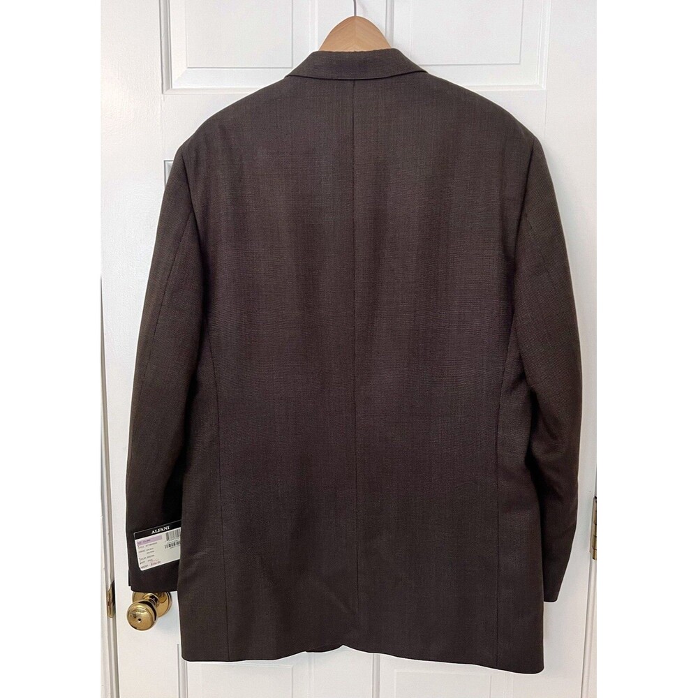 ALFANI 3 Button Fully Lined Silk Wool Blazer Sport Coat Brown Mens 42L NWT - Picture 2 of 6